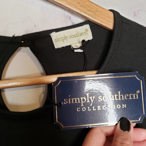 SIMPLY SOUTHERN Black Ruffle Tiered Bell Sleeve Winston Dress S - Picture 6 of 12